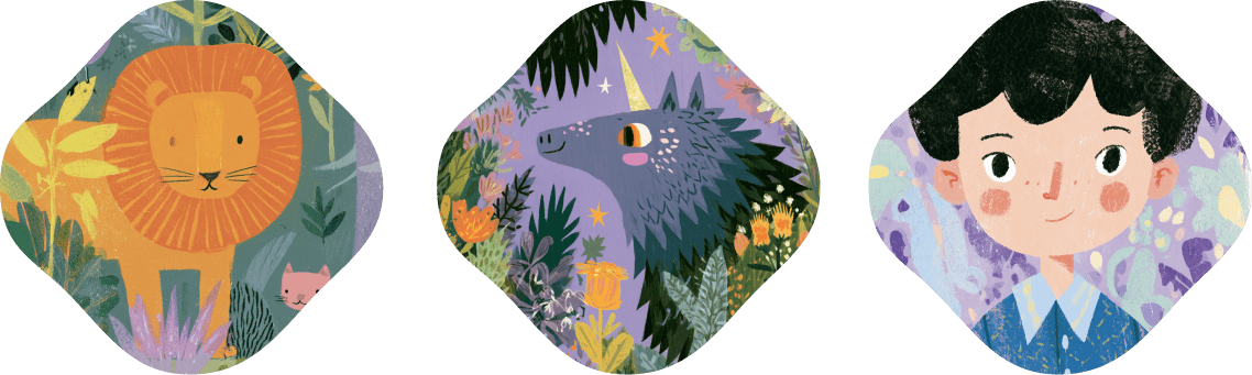 examples of story prompts: pick a place like Space or Forest, then a happening